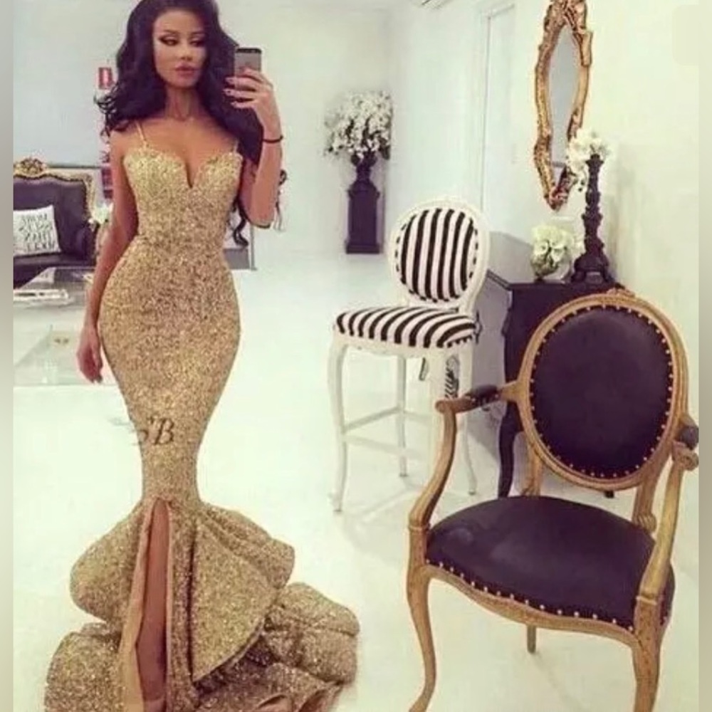 Gold sequin Prom dress